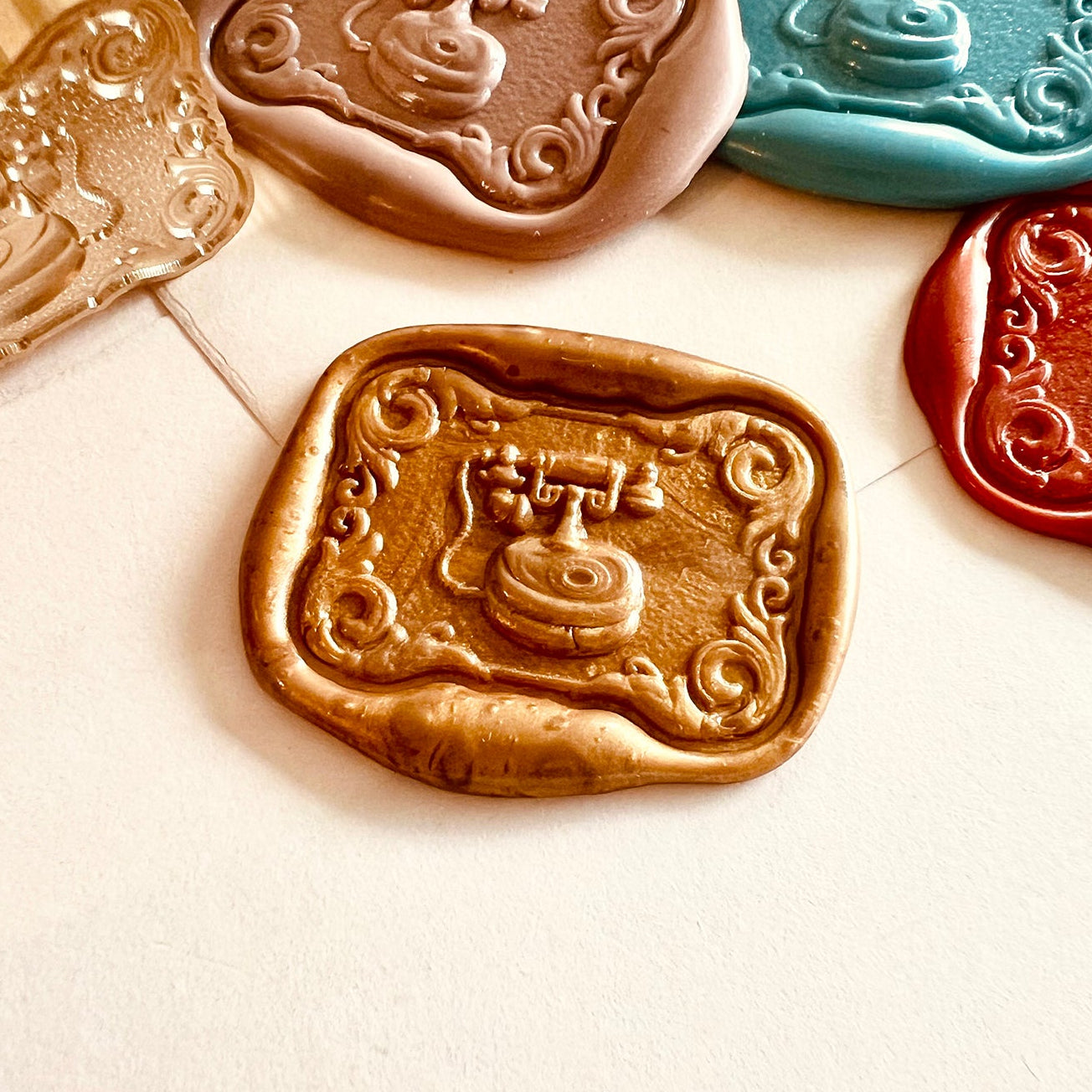 Vintage Telephone Frame Wax Seal Stamp size 23x31mm