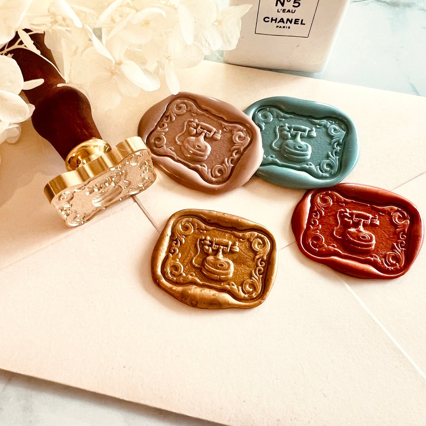 Vintage Telephone Frame Wax Seal Stamp size 23x31mm