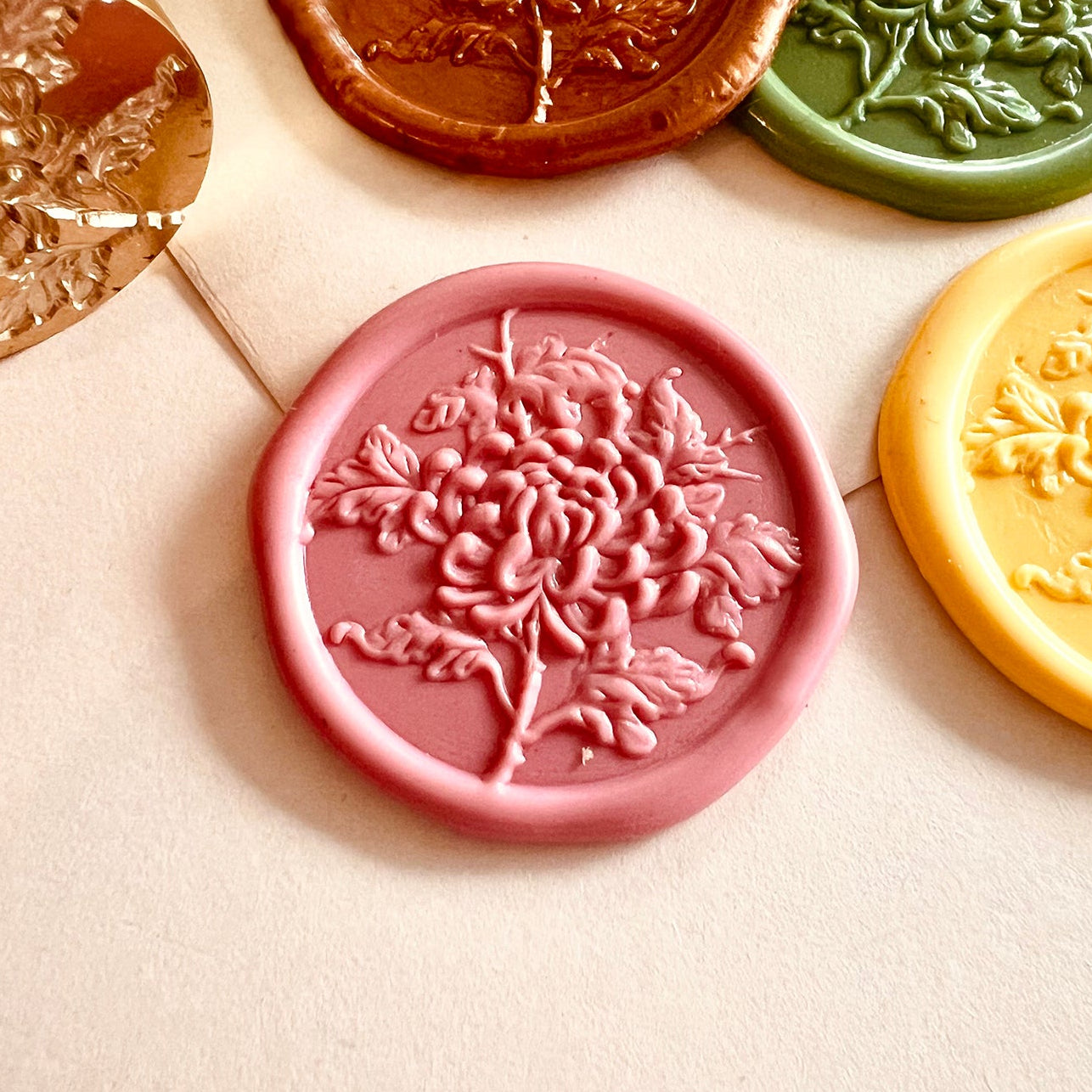 Chrysanthemum Flower Wax Seal Stamp size 30mm