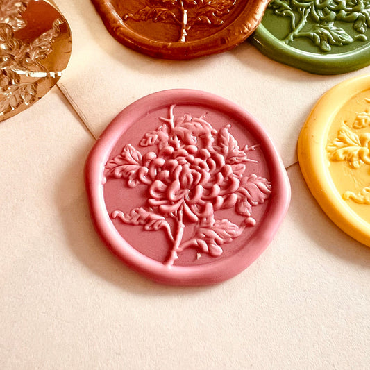 Chrysanthemum Flower Wax Seal Stamp size 30mm