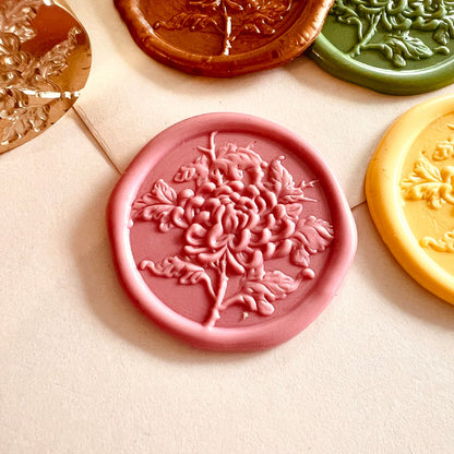 Chrysanthemum Flower Wax Seal Stamp – Floral Brass Stamp size 30mm