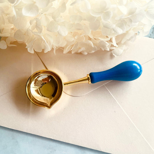 Wax Seal Melting Spoon with Blue Wooden Handle