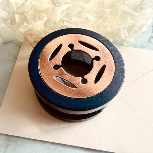 Wax Seal Melting Stove with Dark Blue Wooden Base