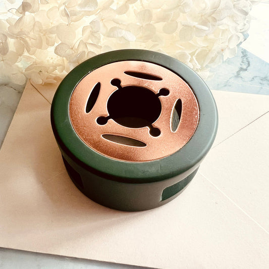 Wax Seal Melting Stove with Dark Green Wooden Base