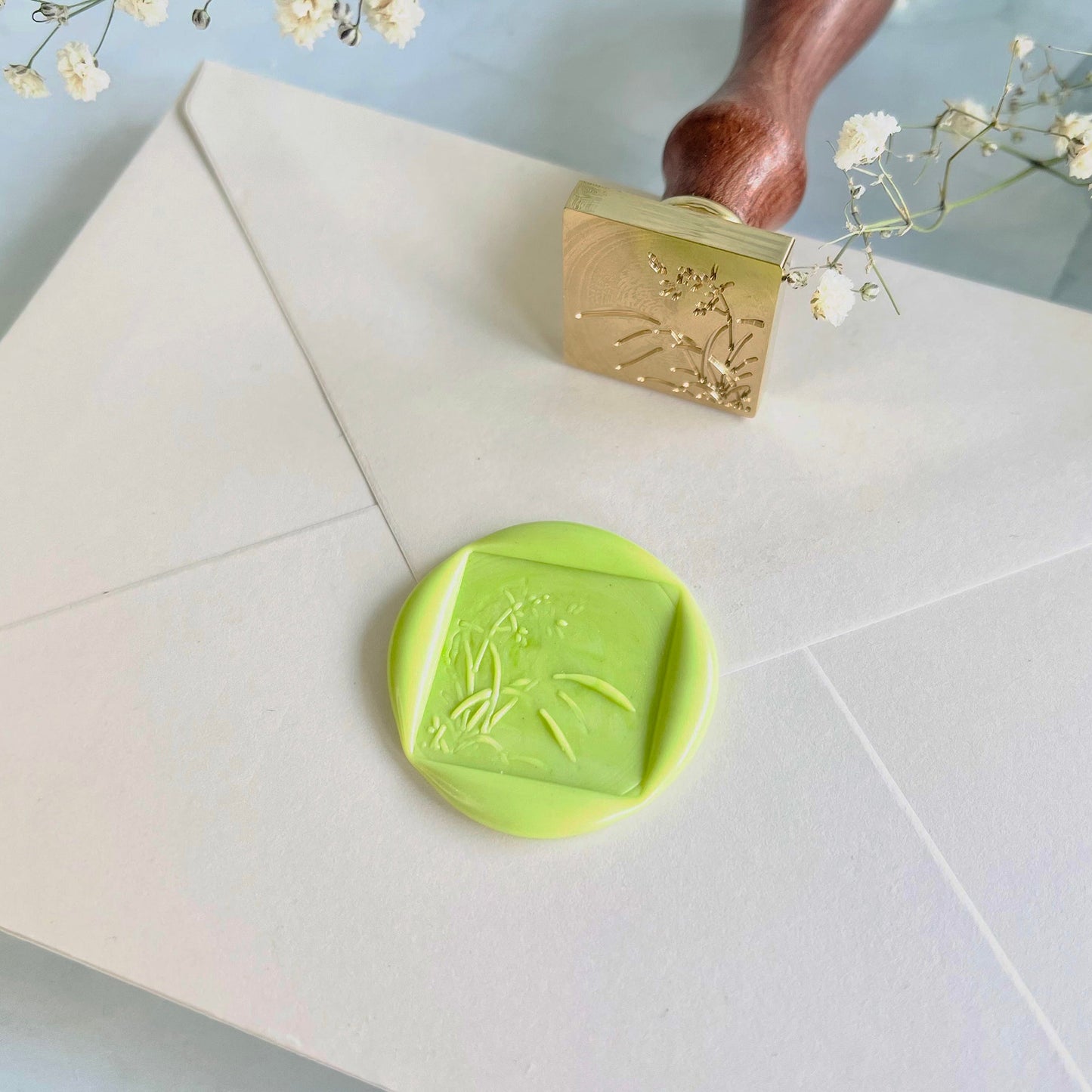 Square Botanical Wax Seal Stamp size 25x25mm