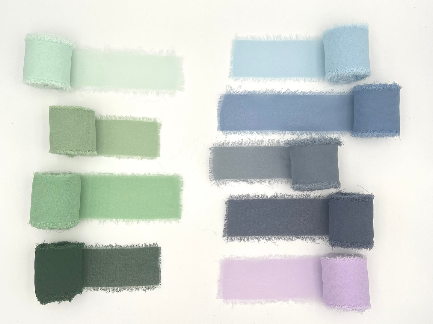 Green Blue and Purple shade of Chiffon Ribbons
