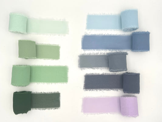 Green Blue and Purple shade of Chiffon Ribbons