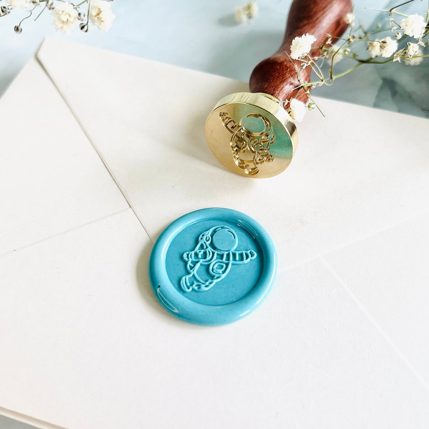 Floating Astronaut Wax Seal Stamp - Space Themed Brass Stamp size 25mm