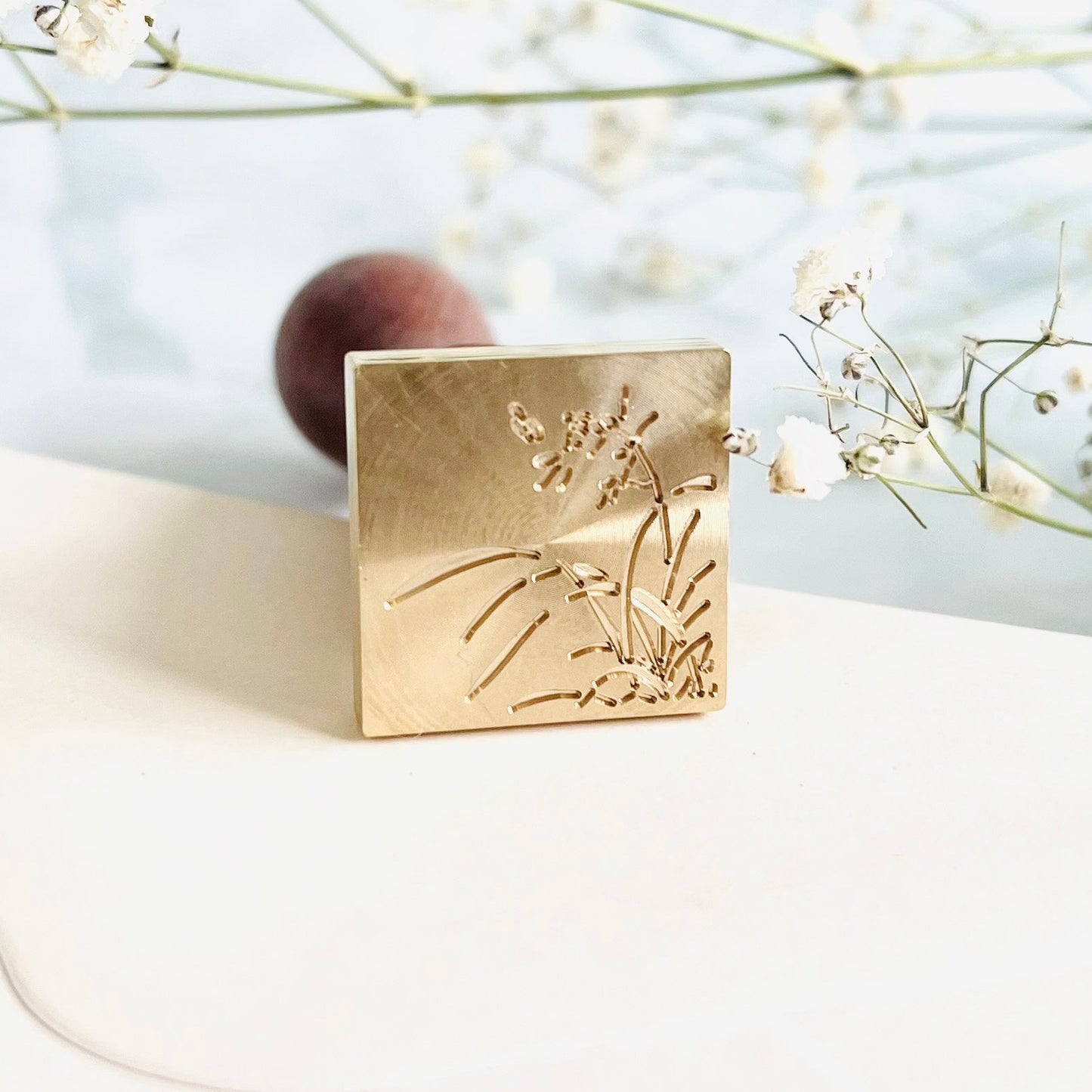 Square Botanical Wax Seal Stamp size 25x25mm