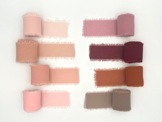 Pink and Beige tone of Chiffon Ribbons