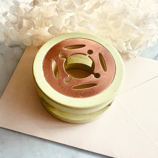 Wax Seal Melting Stove with Lemon Yellow Wooden Base