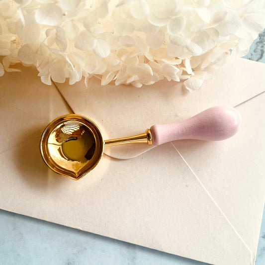 Wax Seal Melting Spoon with Light Pink Wooden Handle