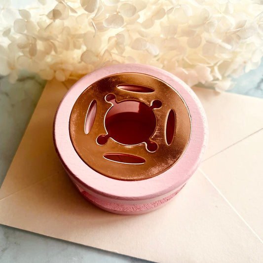 Wax Seal Melting Stove with Light Pink Wooden Base